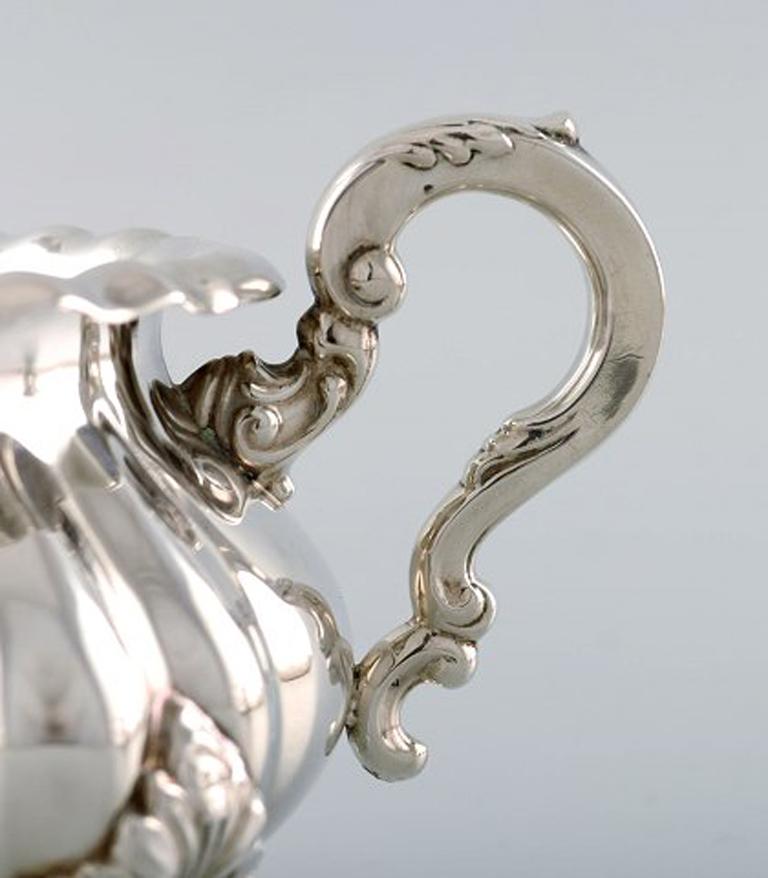 Sugar Bowl and Creamer in Silver on Feet, Rococo Style, 1920s-1930s In Good Condition In Copenhagen, DK