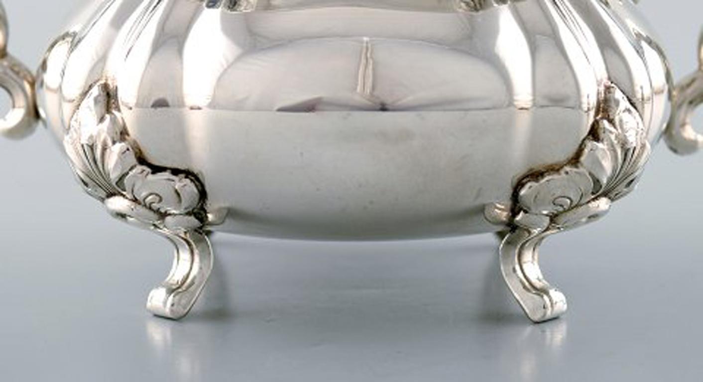 Early 20th Century Sugar Bowl and Creamer in Silver on Feet, Rococo Style, 1920s-1930s