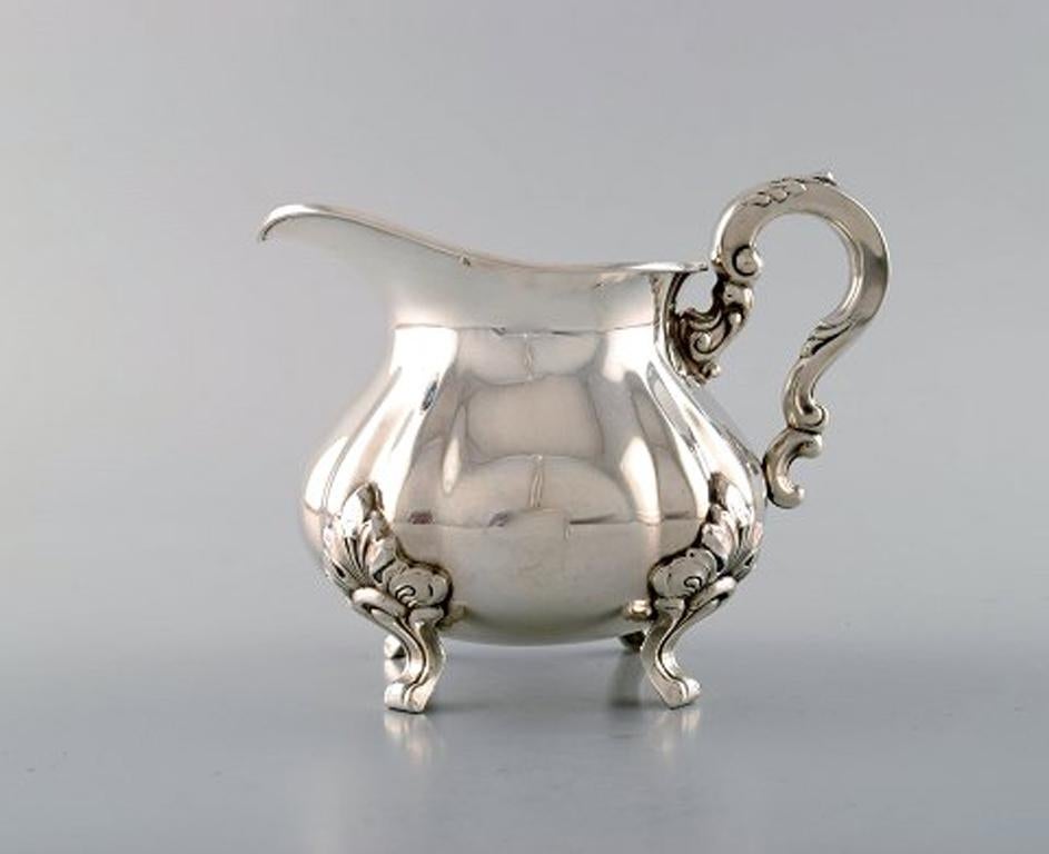Sugar Bowl and Creamer in Silver on Feet, Rococo Style, 1920s-1930s 1