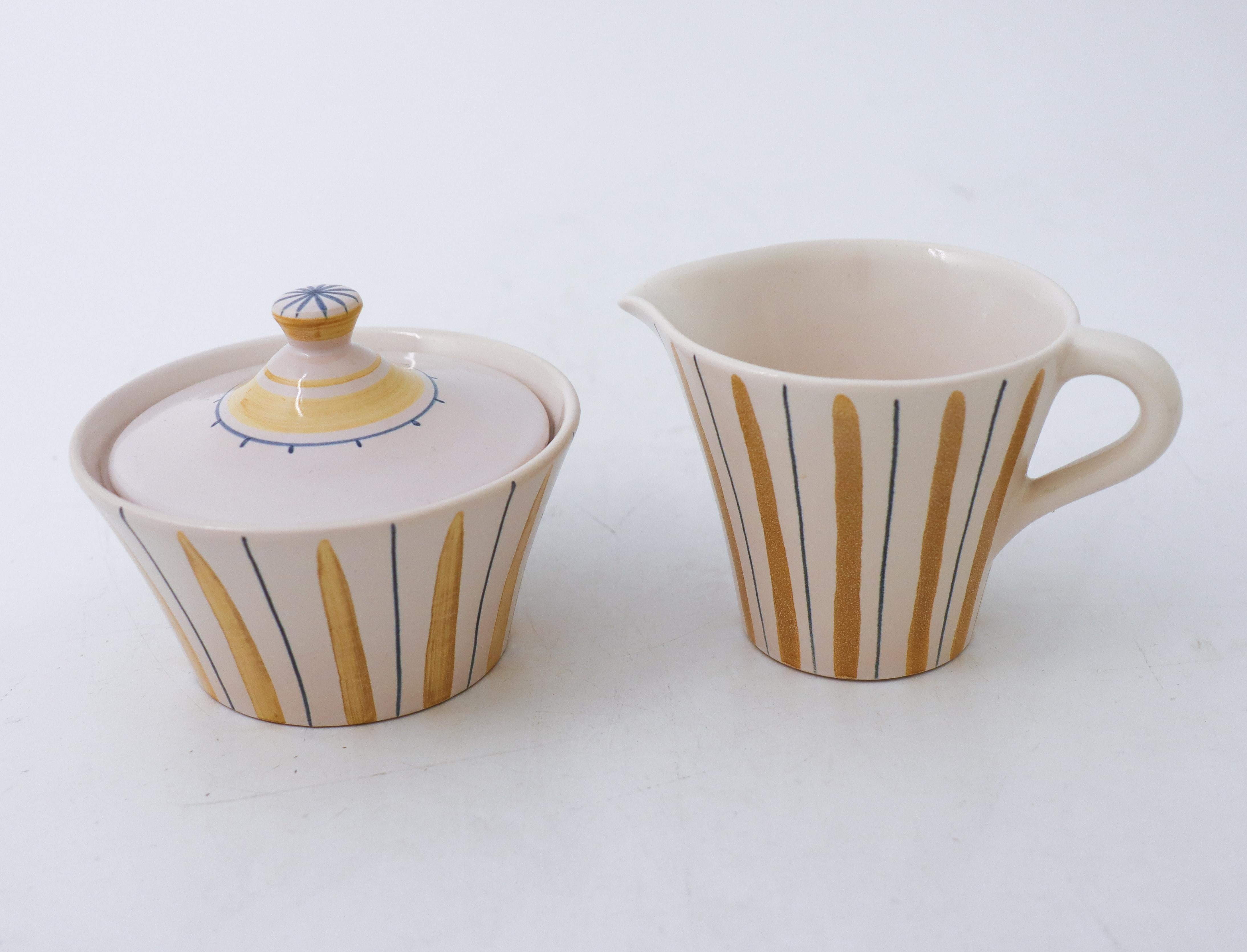 A stunning sugar bowl & Creamer designed at Bo Fajans in Gefle, Sweden and of the model 