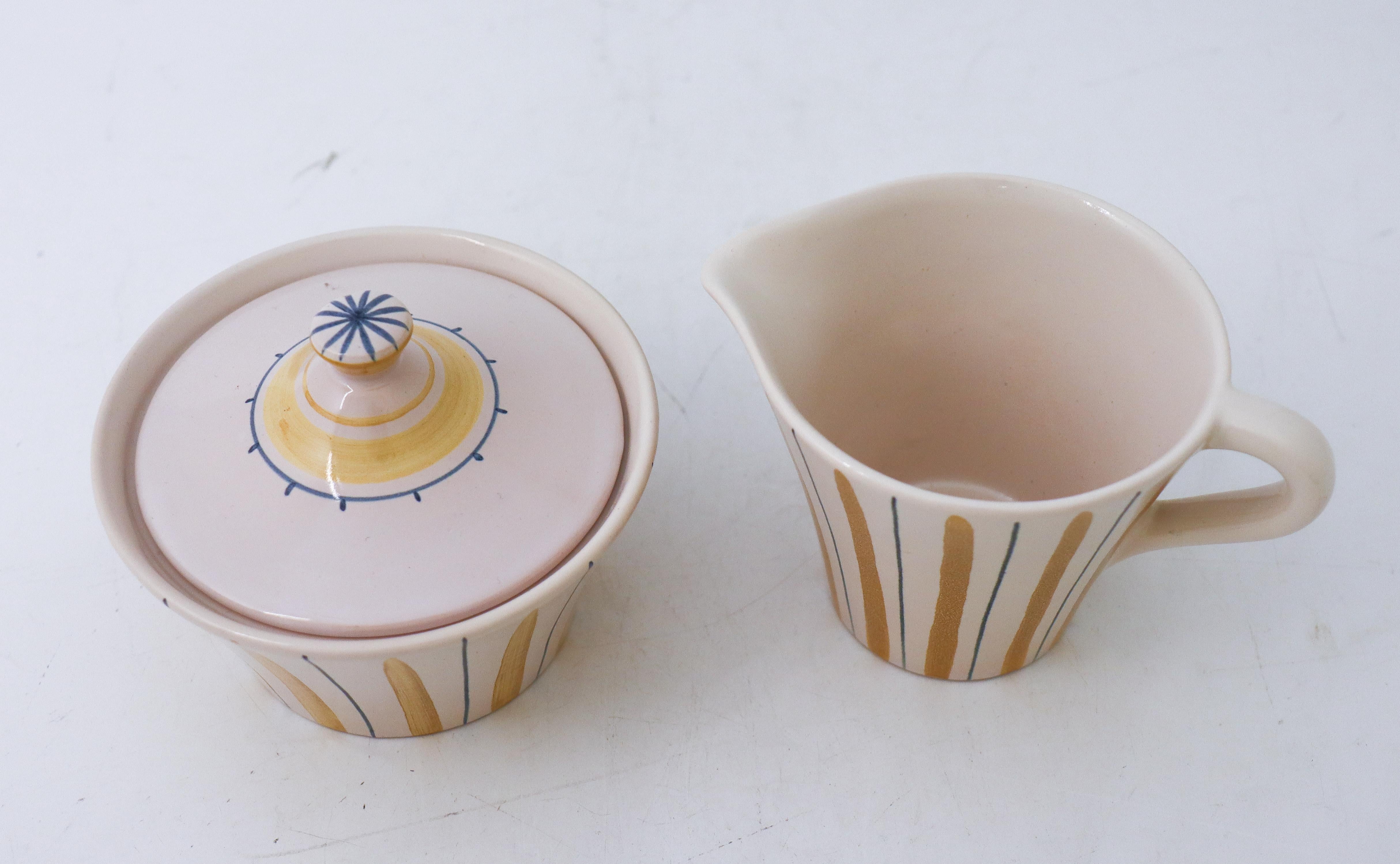 Scandinavian Modern Sugar Bowl & Creamer, 