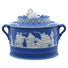 Sugar Box in Cobalt Jasperware, Adams, circa 1800