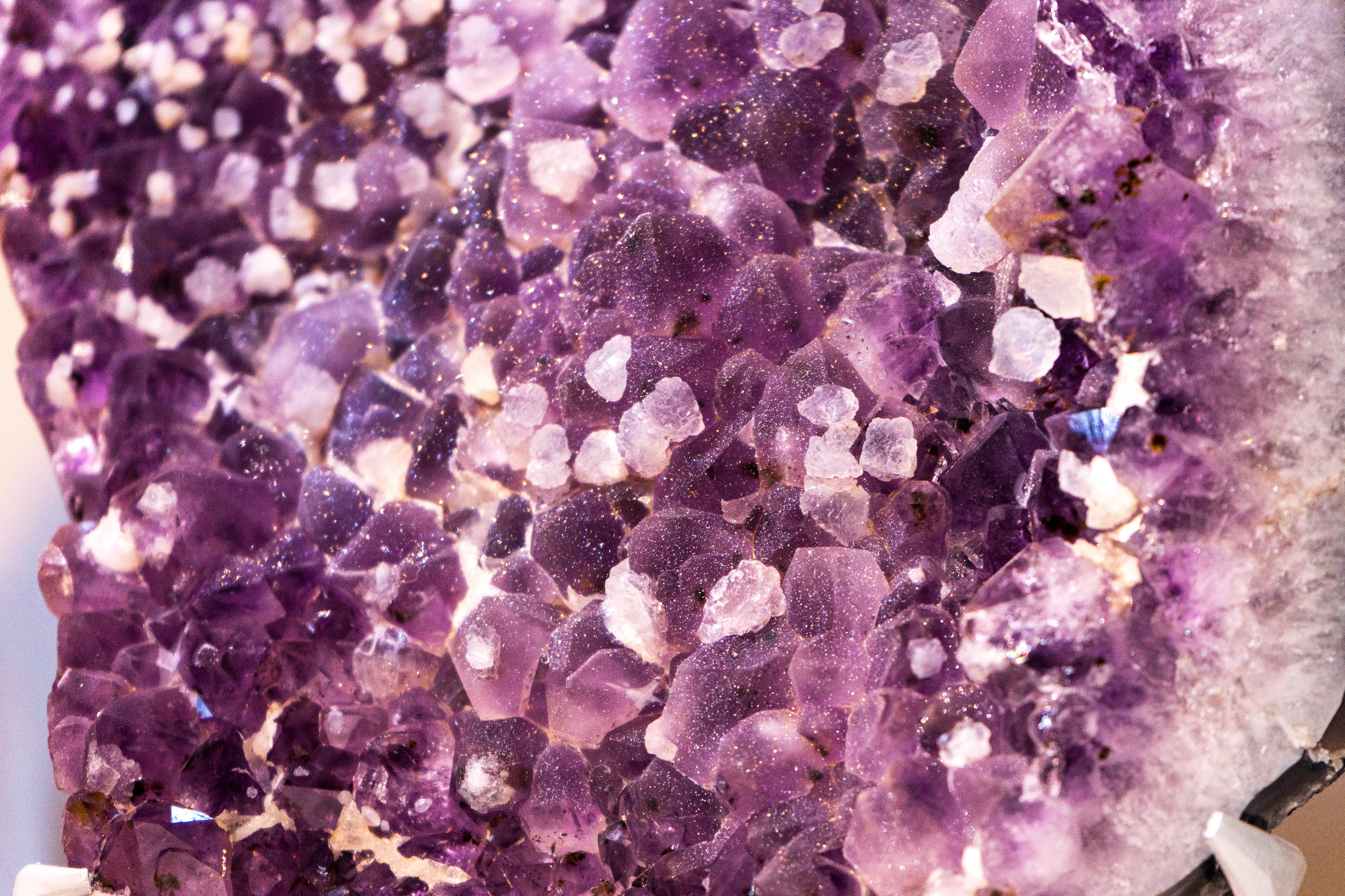 Sugar Coated Galaxy Amethyst Cluster with Deep Purple Amethyst Druzy and Calcite For Sale 7