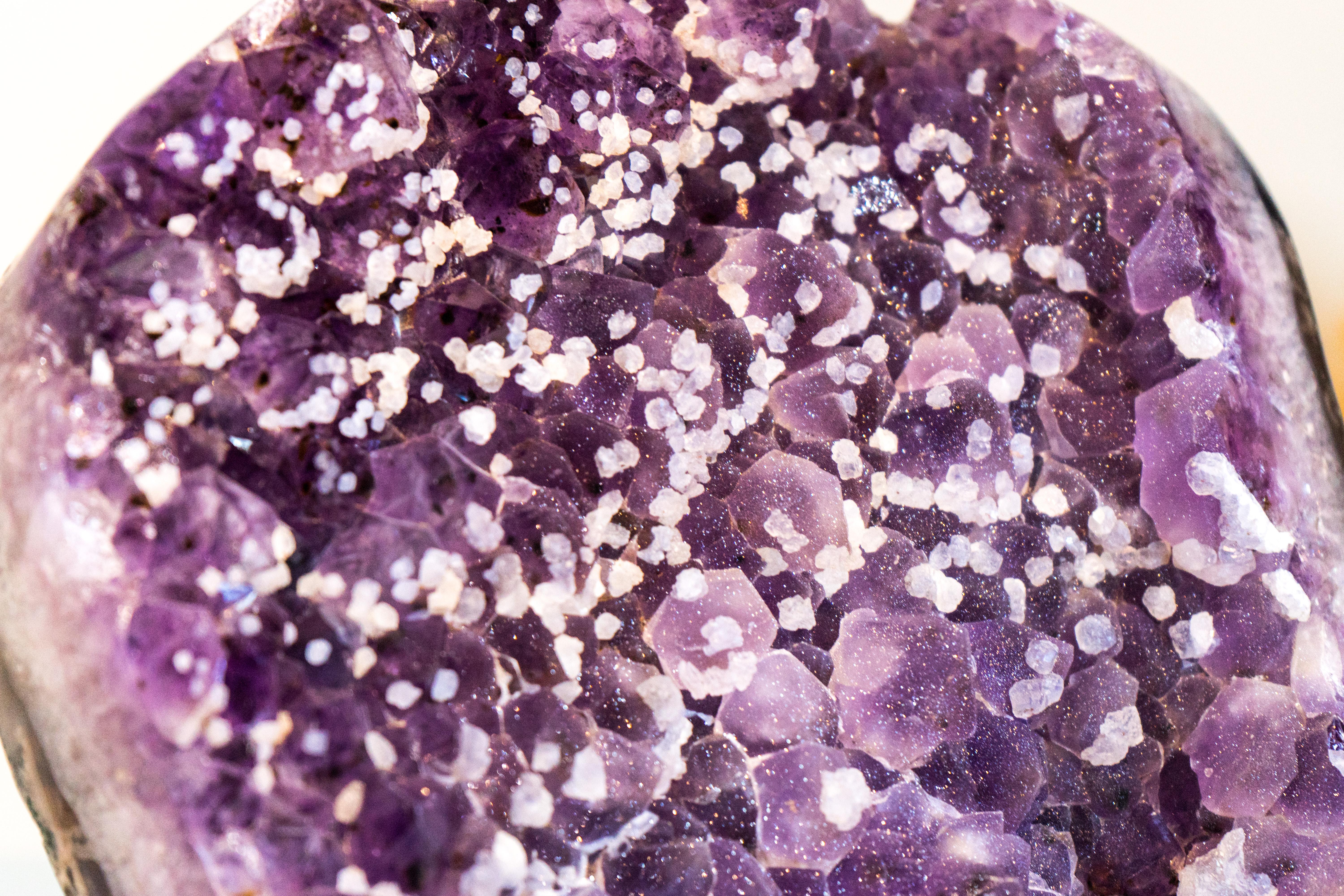 Sugar Coated Galaxy Amethyst Cluster with Deep Purple Amethyst Druzy and Calcite For Sale 10