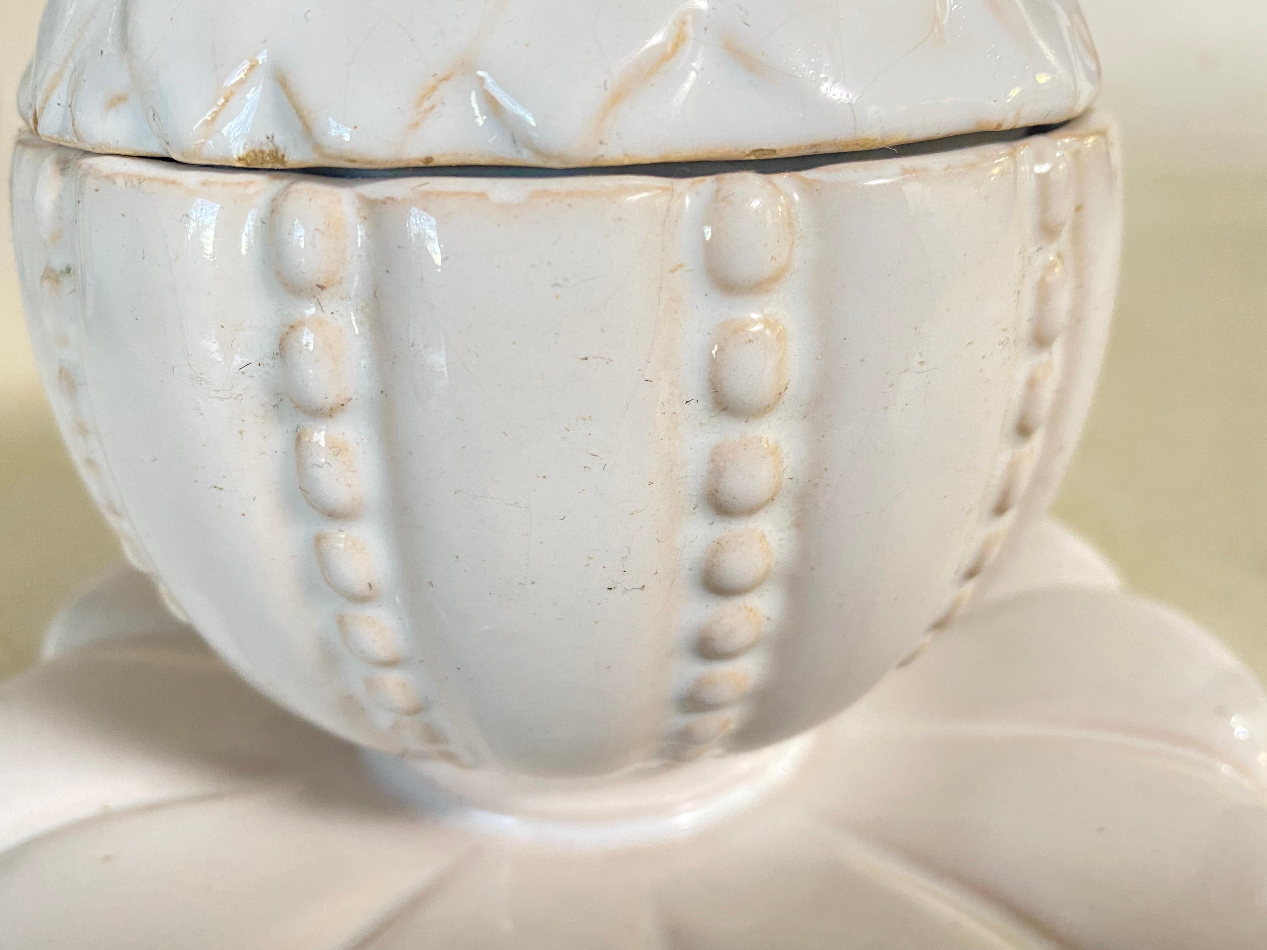 Sugar French Porcelain Sugar Pot  by Sue & Mare White Color 20th Century For Sale 6