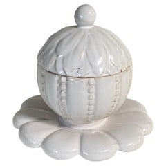 Antique Sugar French Porcelain Sugar Pot  by Sue & Mare White Color 20th Century