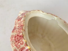 Sugar French Porcelain Sugar Pot White and Red Color 20th Century