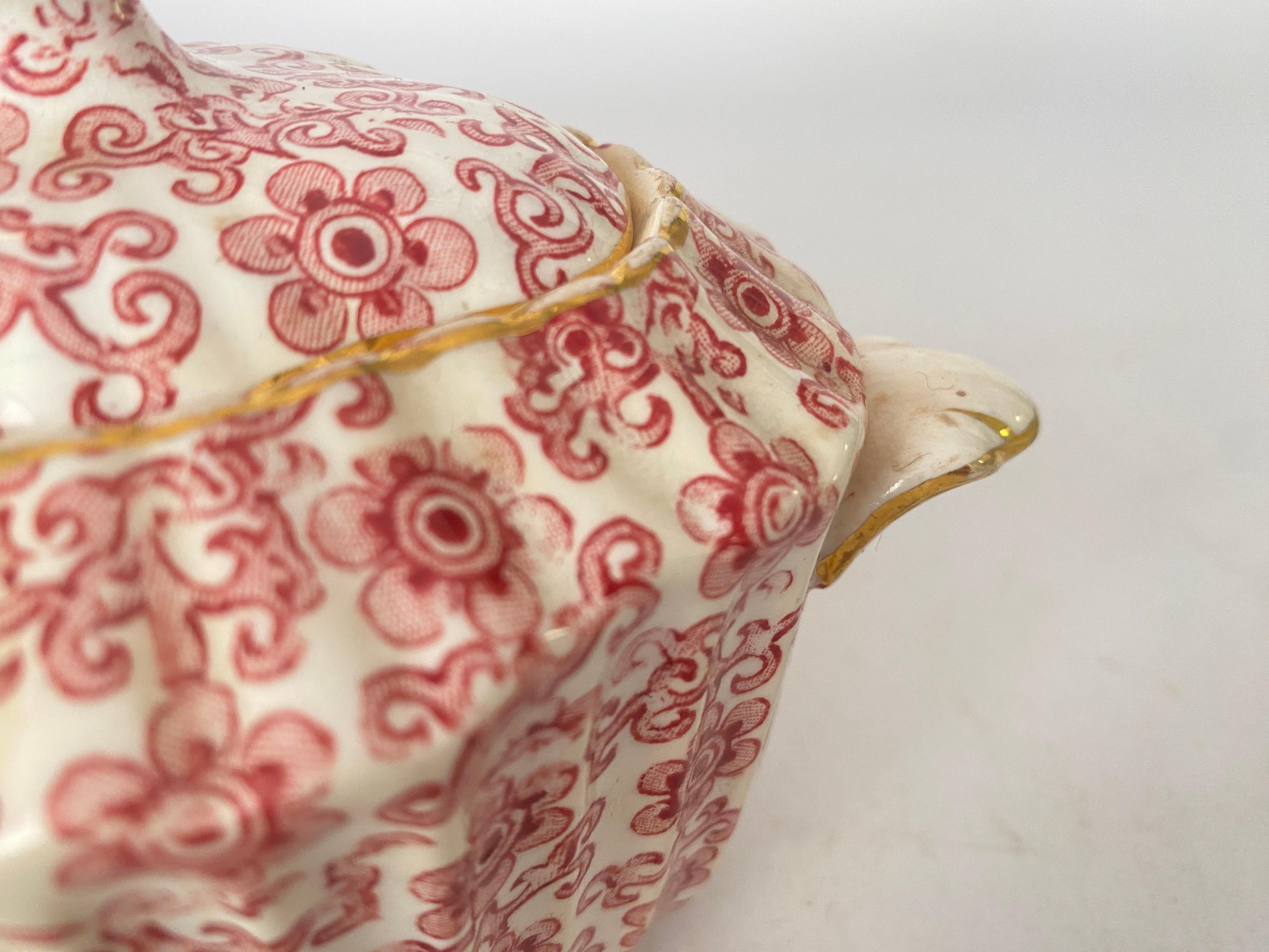 Sugar French Porcelain Sugar Pot White and Red Color 20th Century For Sale 2