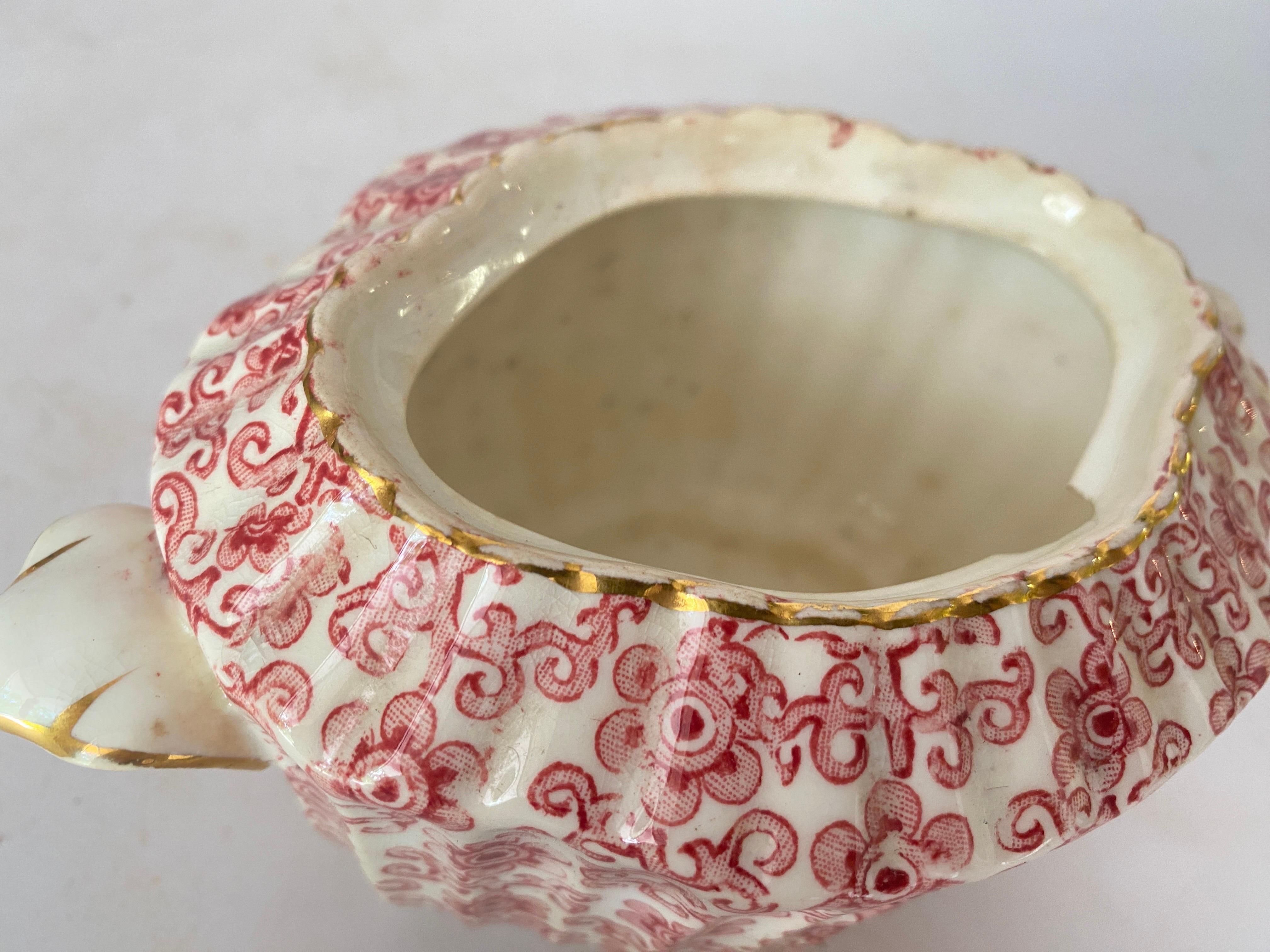 Sugar French Porcelain Sugar Pot White and Red Color 20th Century For Sale 4