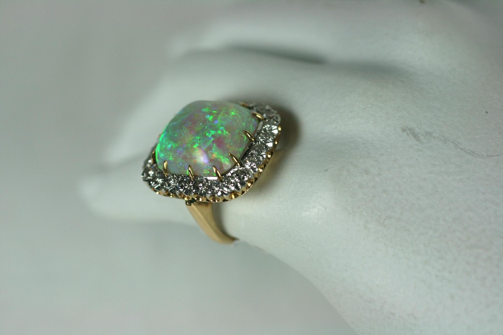 Sugar Loaf Cabochon Opal and Diamond Ring For Sale 4