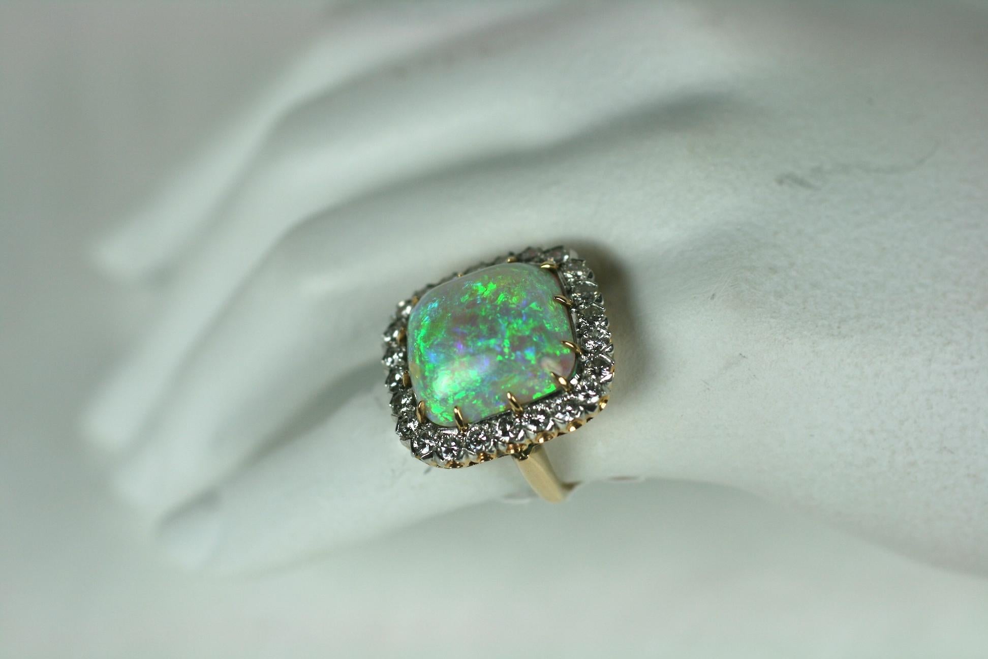 Sugar Loaf Cabochon Opal and Diamond Ring For Sale 6