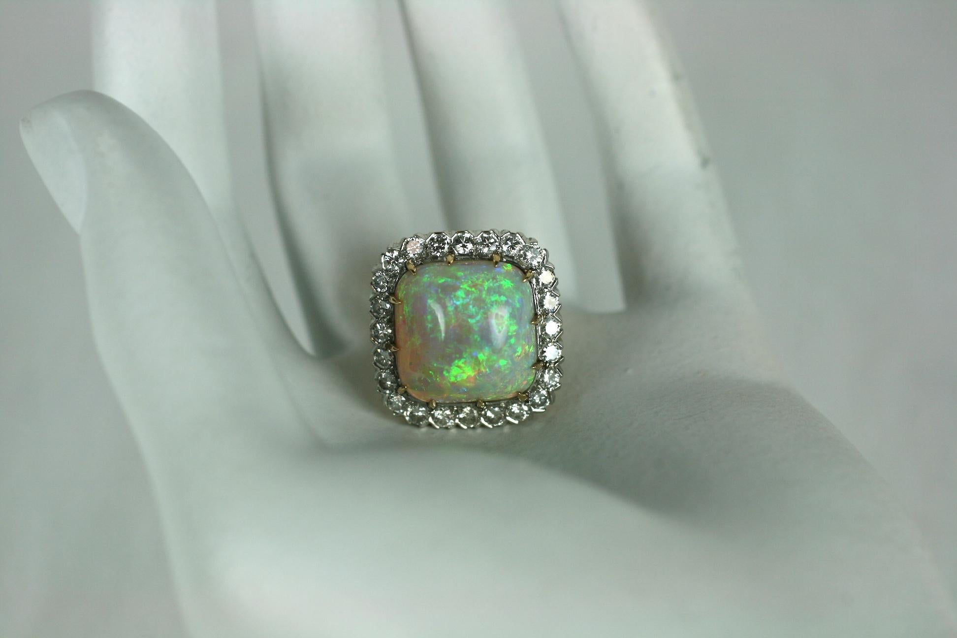 Sugar Loaf Cabochon Opal and Diamond Ring For Sale 7