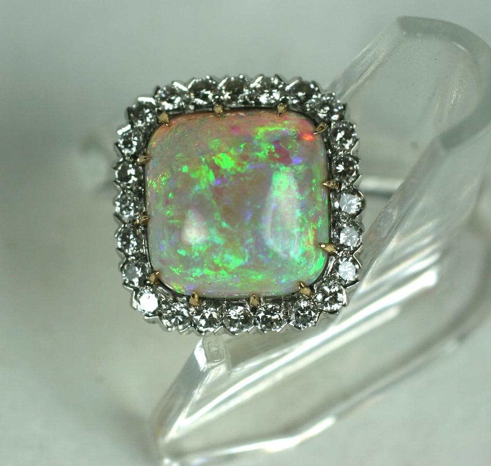 Sugar Loaf Cabochon Opal and Diamond Ring For Sale 9