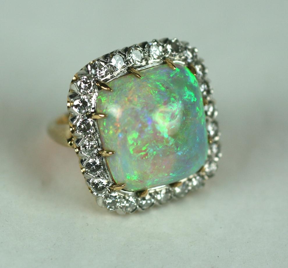 Sugar Loaf Cabochon Opal and Diamond Ring For Sale 10