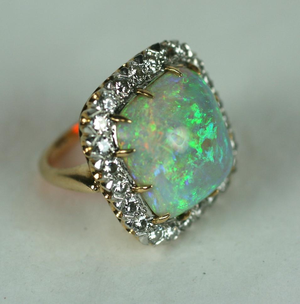 Sugar Loaf Cabochon Opal and Diamond Ring For Sale 11