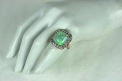 Sugar Loaf Cabochon Opal and Diamond Ring