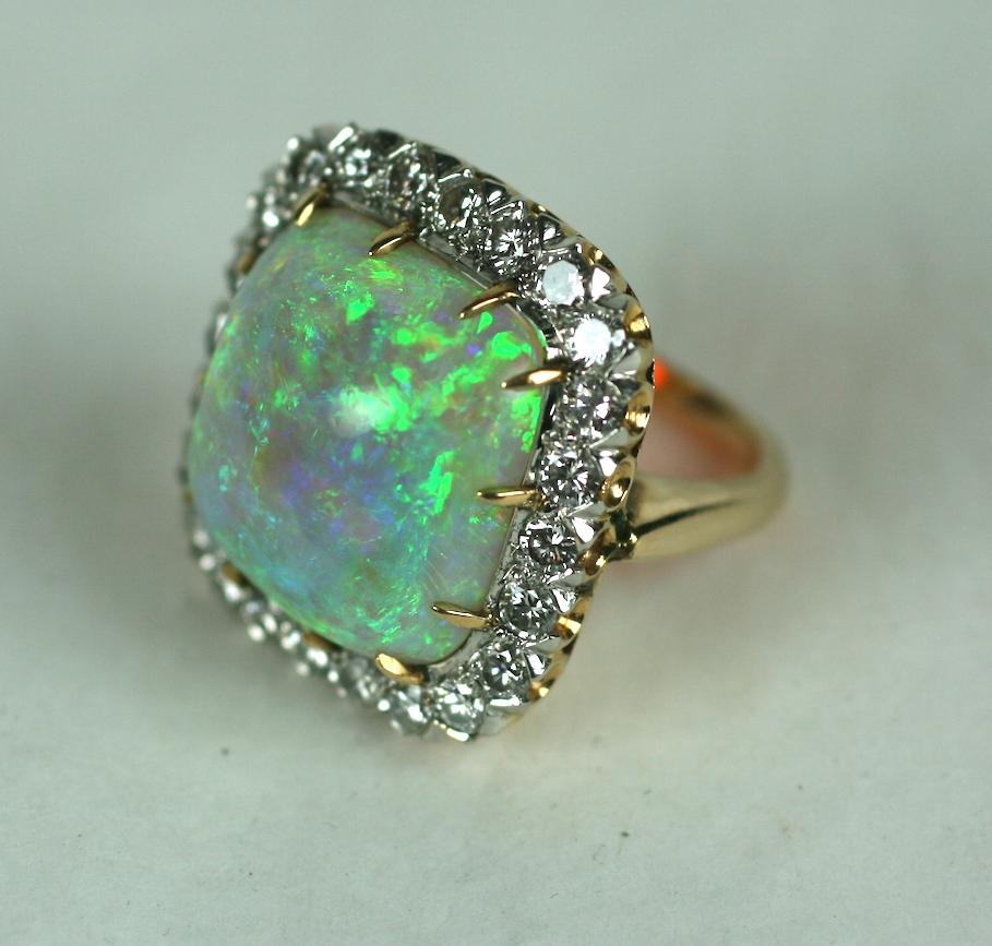 Sugar Loaf Cabochon Opal and Diamond Ring For Sale 12
