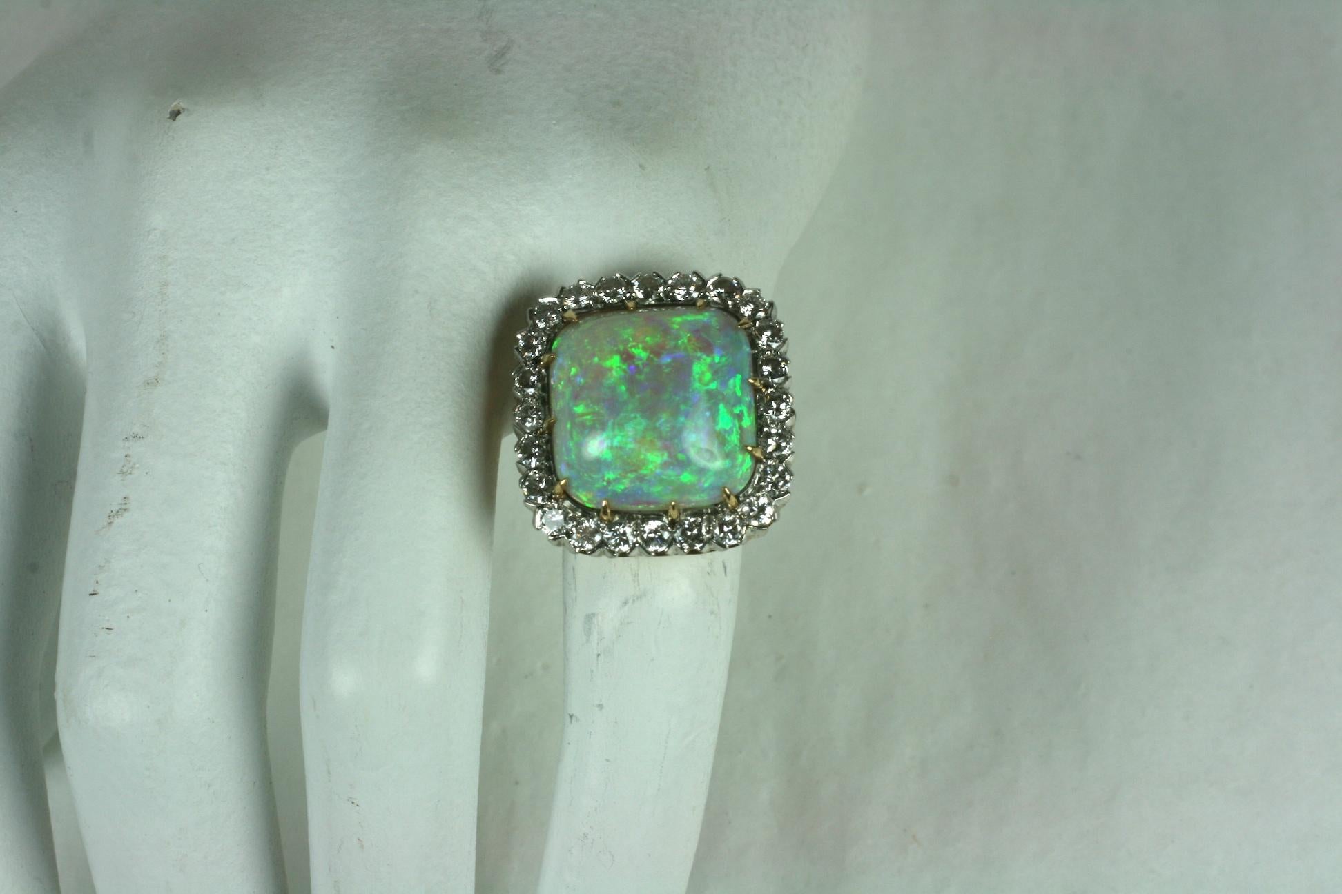 Sugar Loaf Cabochon Opal and Diamond Ring For Sale 1