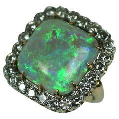 Sugar Loaf Cabochon Opal and Diamond Ring