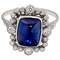 Sugar Loaf Cut Sapphire and Diamond Ring