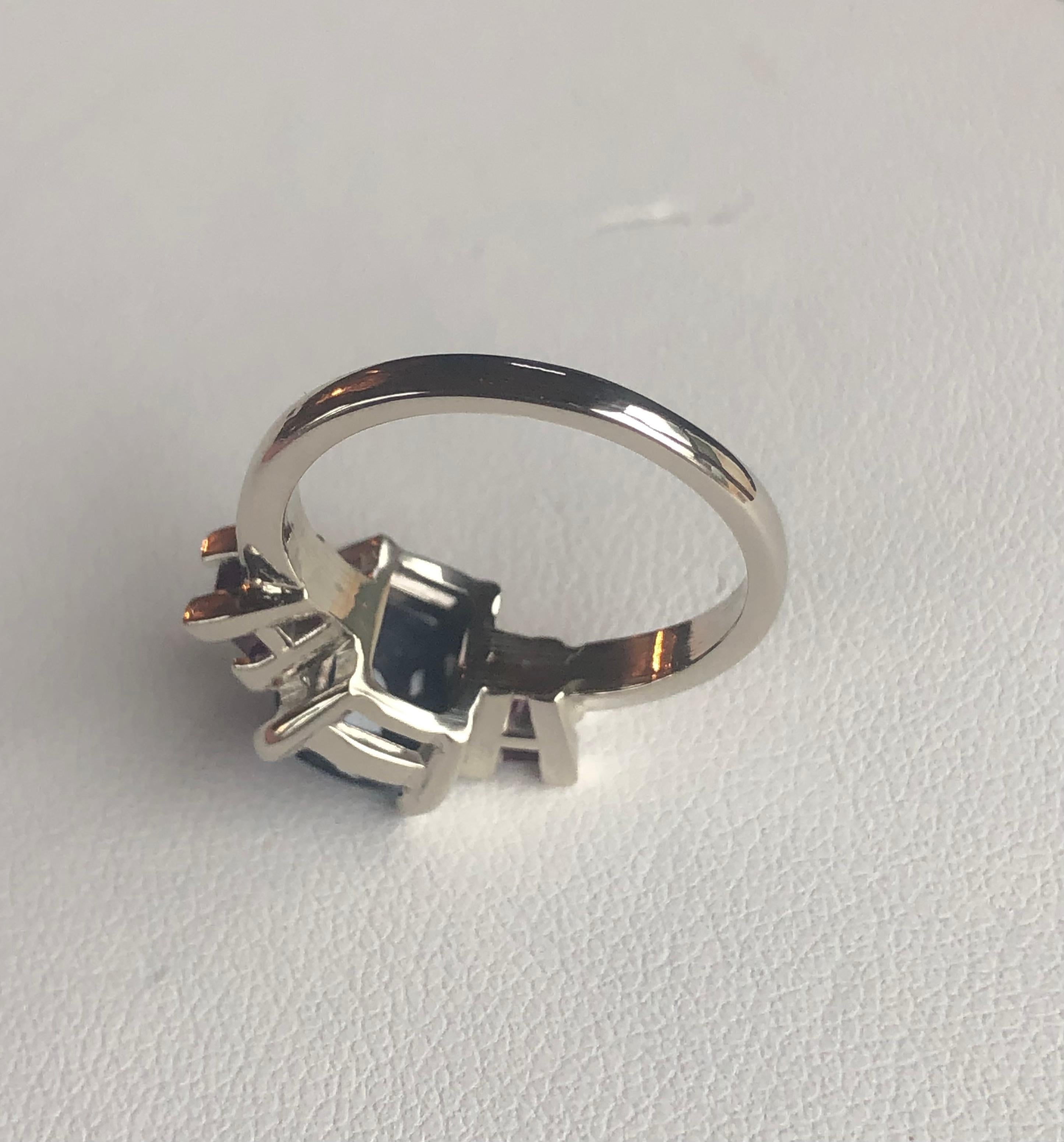 Sugarloaf Sapphire and Ruby Ring White Gold For Sale 5