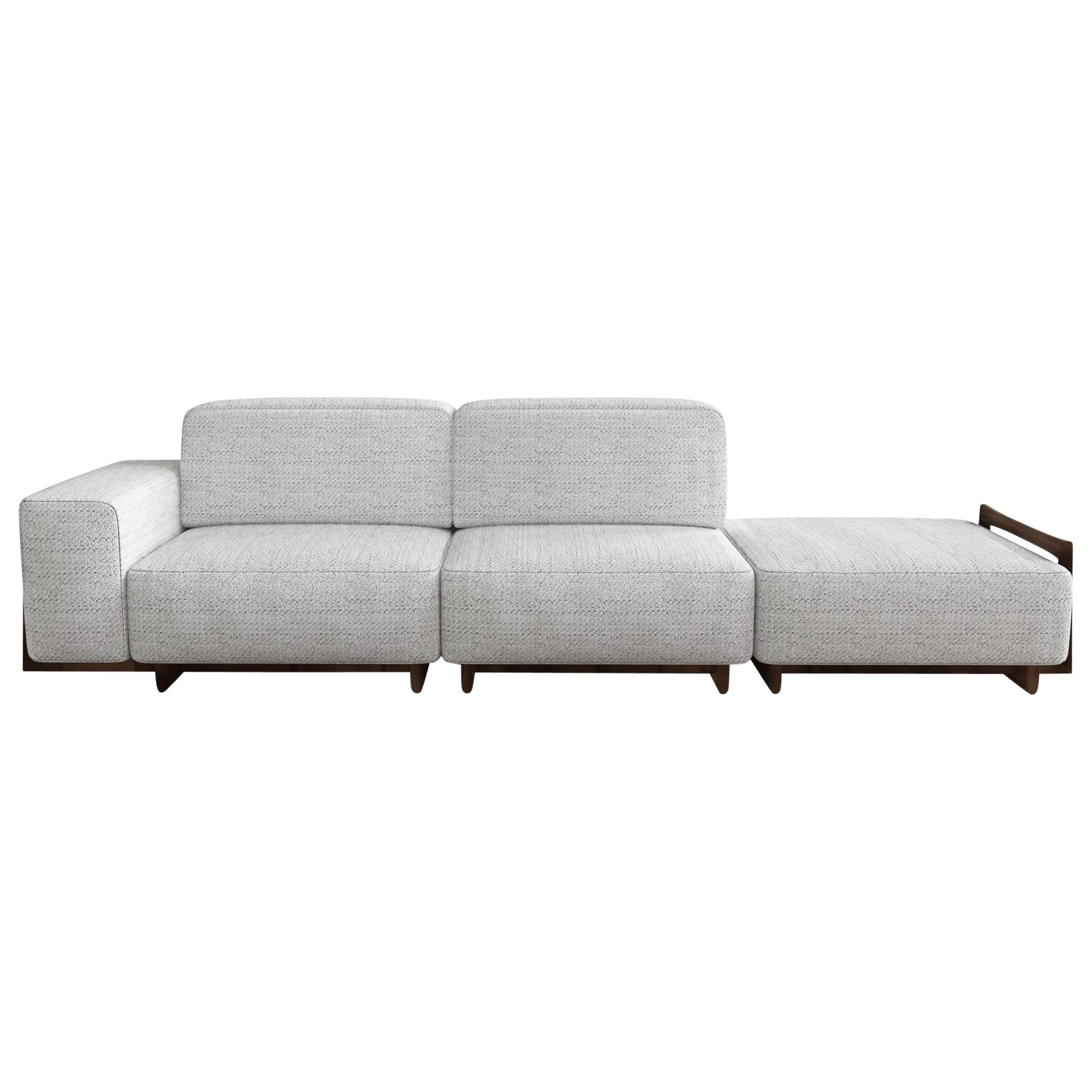 Minimal Modern Sugar Boucle Fabric Modular Sofa by Caffe Latte, a subtle modular sofa with a minimal and modern appeal. With an incredible comfortable shape both in the upholstery and back, the Sugar Modular Sofa is made with boucle and ash with