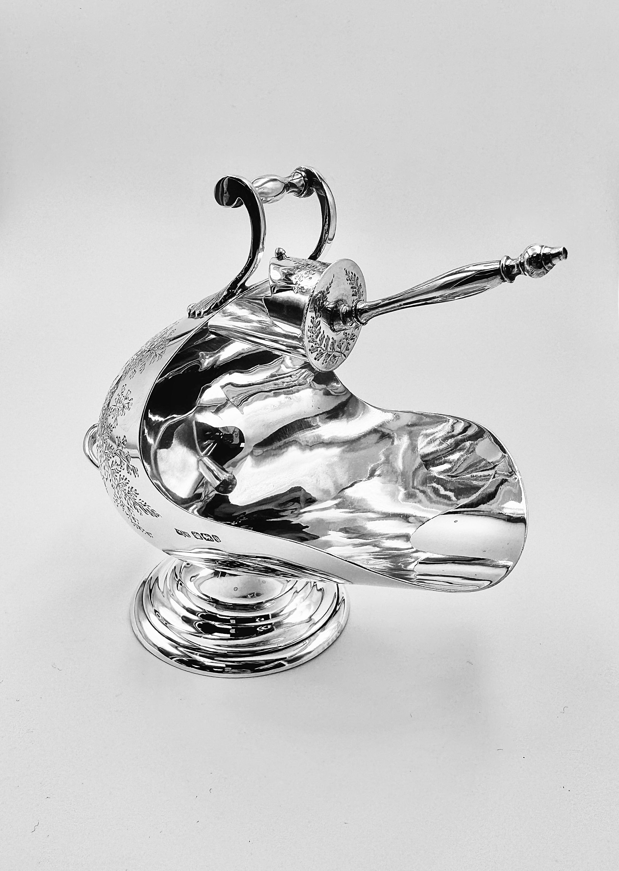 English Sugar Scuttle with Spoon For Sale