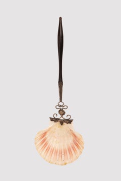 Sugar sprinkler, rosewwod, silver and Saint James shell, Italy 1870.