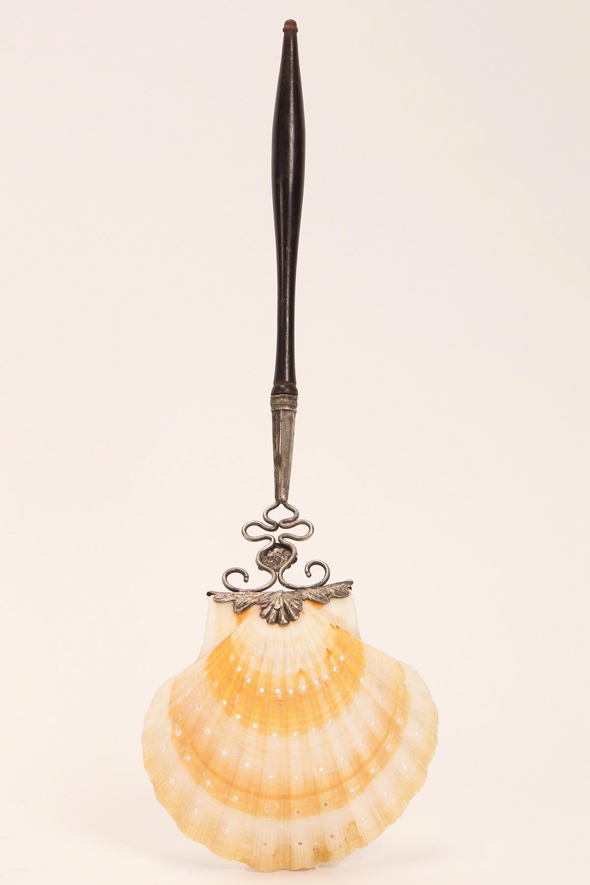 Italian Sugar Sprinkler, Rosewwod, Silver and Shell, Italy, 1870 For Sale