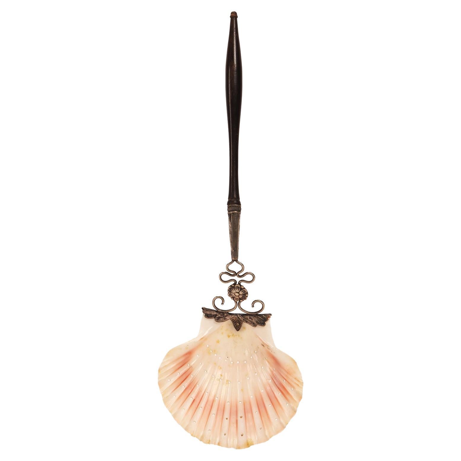 Sugar Sprinkler, Rosewwod, Silver and Shell, Italy, 1870 For Sale