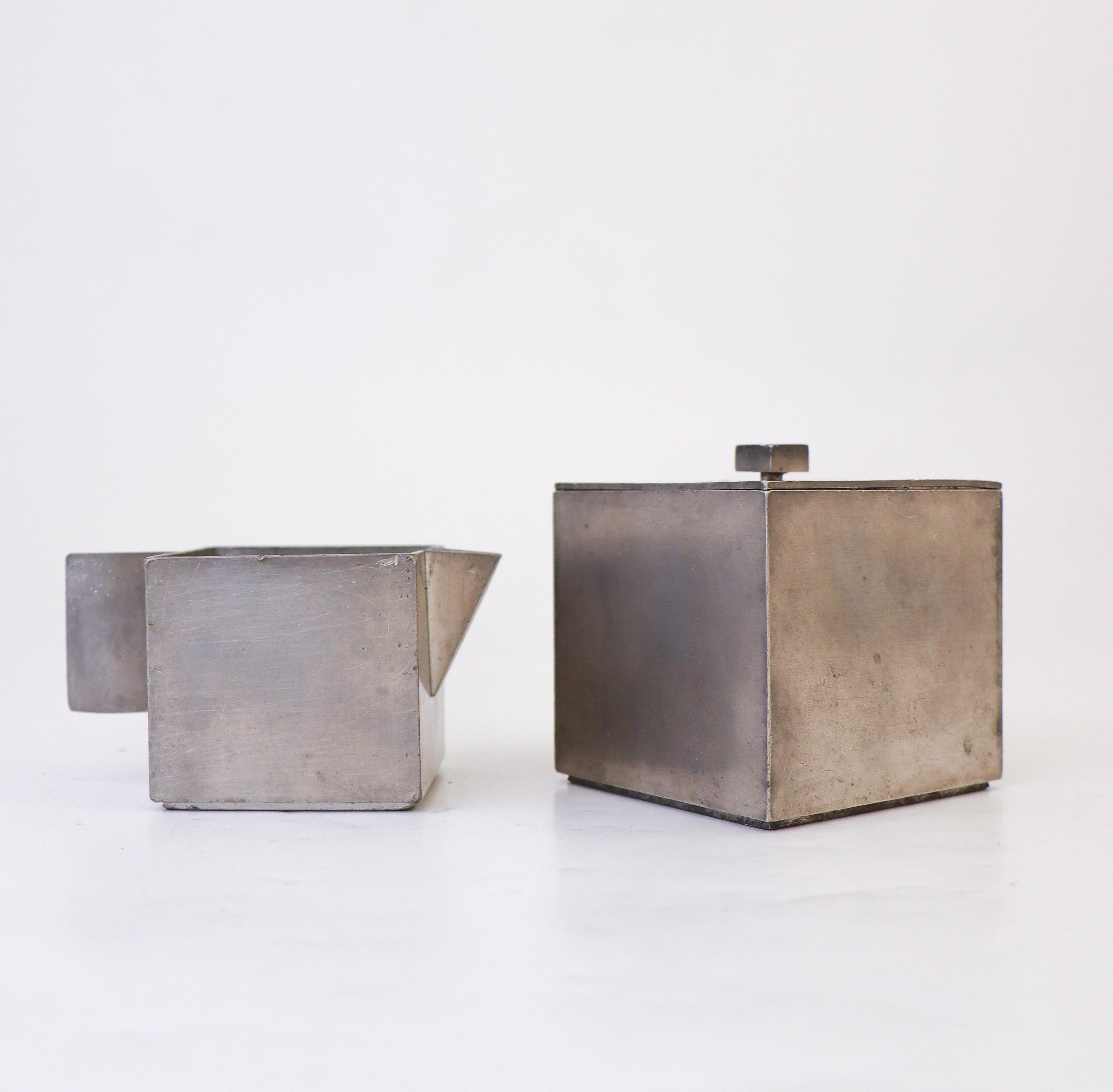 Swedish Sugarbowl & Creamer Pewter - Björn Trädgårdh - Firma Svenskt Tenn, Stockholm
