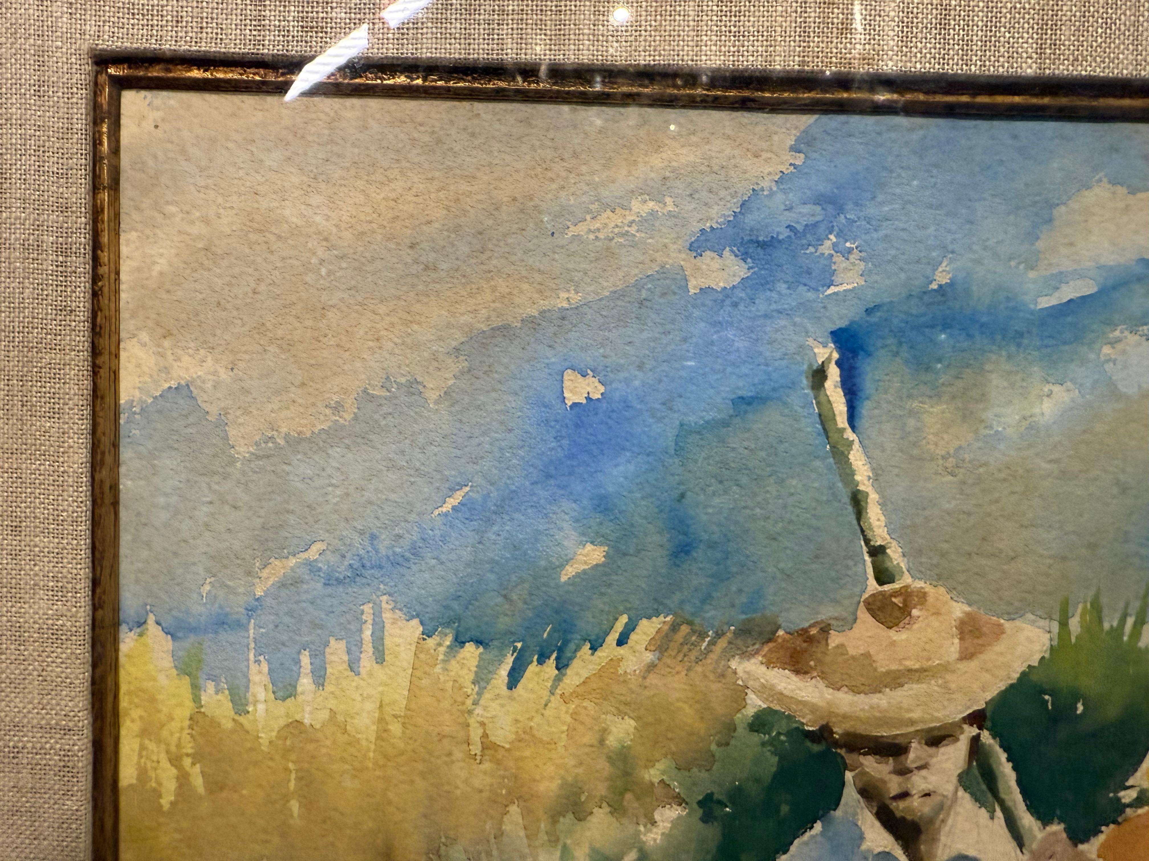 Sugarcane Harvesters From Puerto Rico Watercolor Painting by Irizarry In Good Condition For Sale In Guaynabo, PR