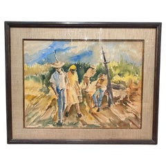 Used Sugarcane Harvesters From Puerto Rico Watercolor Painting by Irizarry