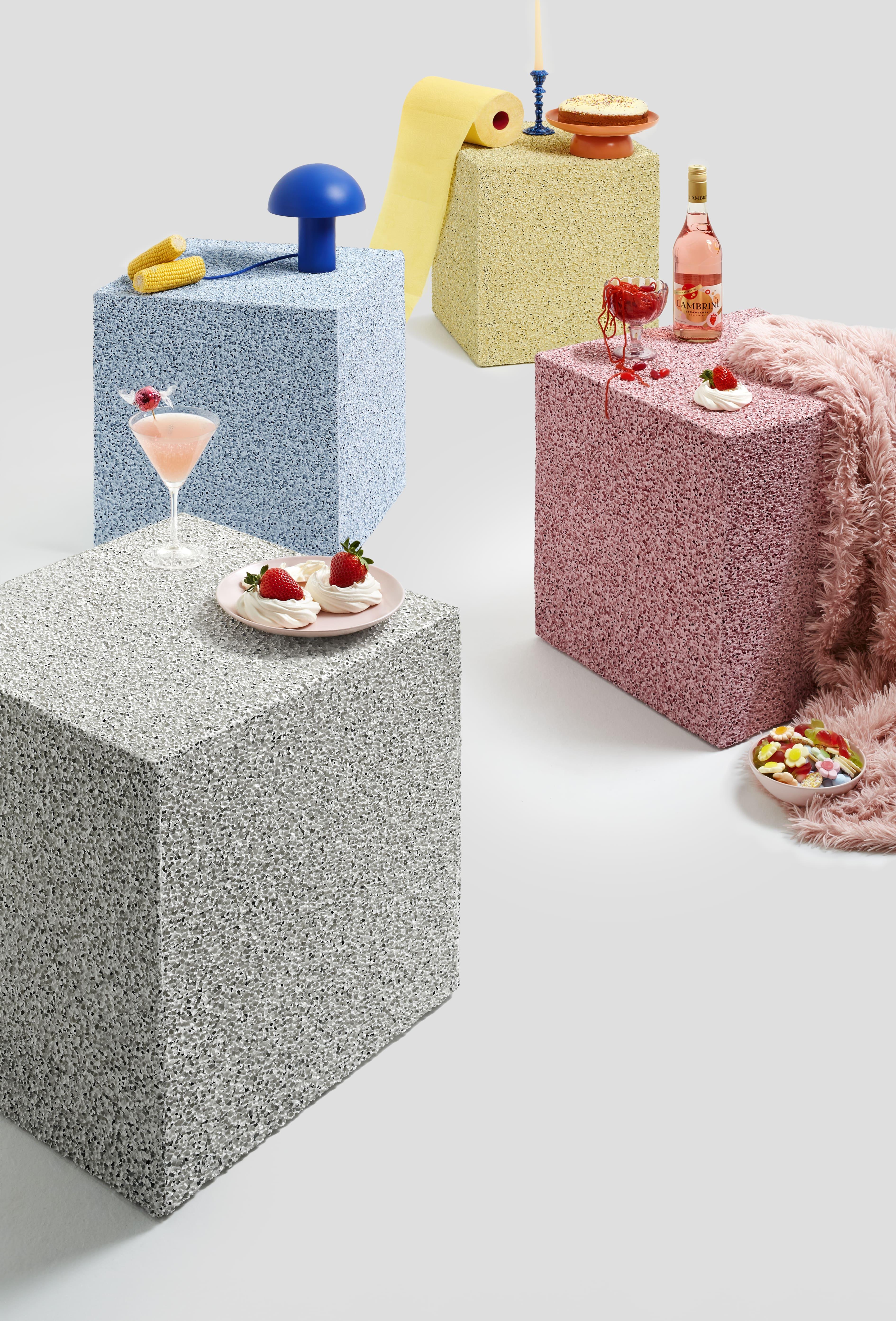 Cast SugarCubes Red Side Table/Seating For Sale