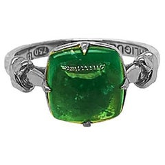 Anillo de nudo con cabujón de esmeralda Sugarloaf de 1,25 ct en platino/oro rosa o amarillo