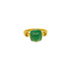 Sugarloaf 1.60ct Cabochon Emerald Knot Ring in 18ct Yellow Gold