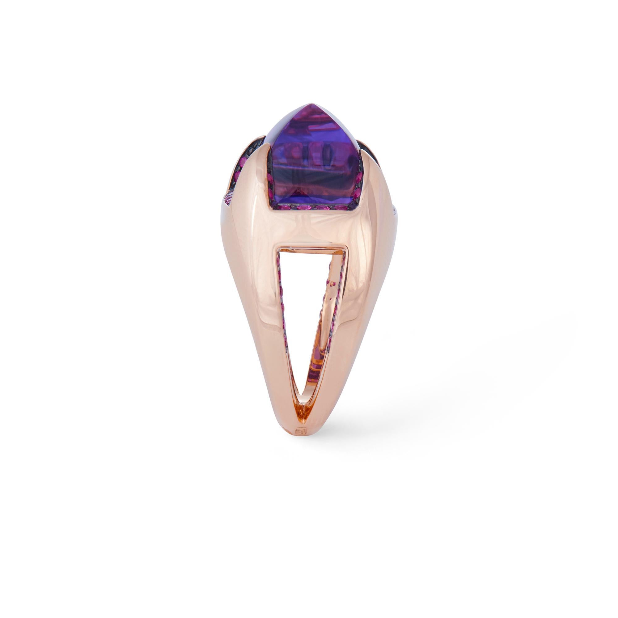 Sugarloaf Amethyst and Pink Sapphire Cocktail Ring 2