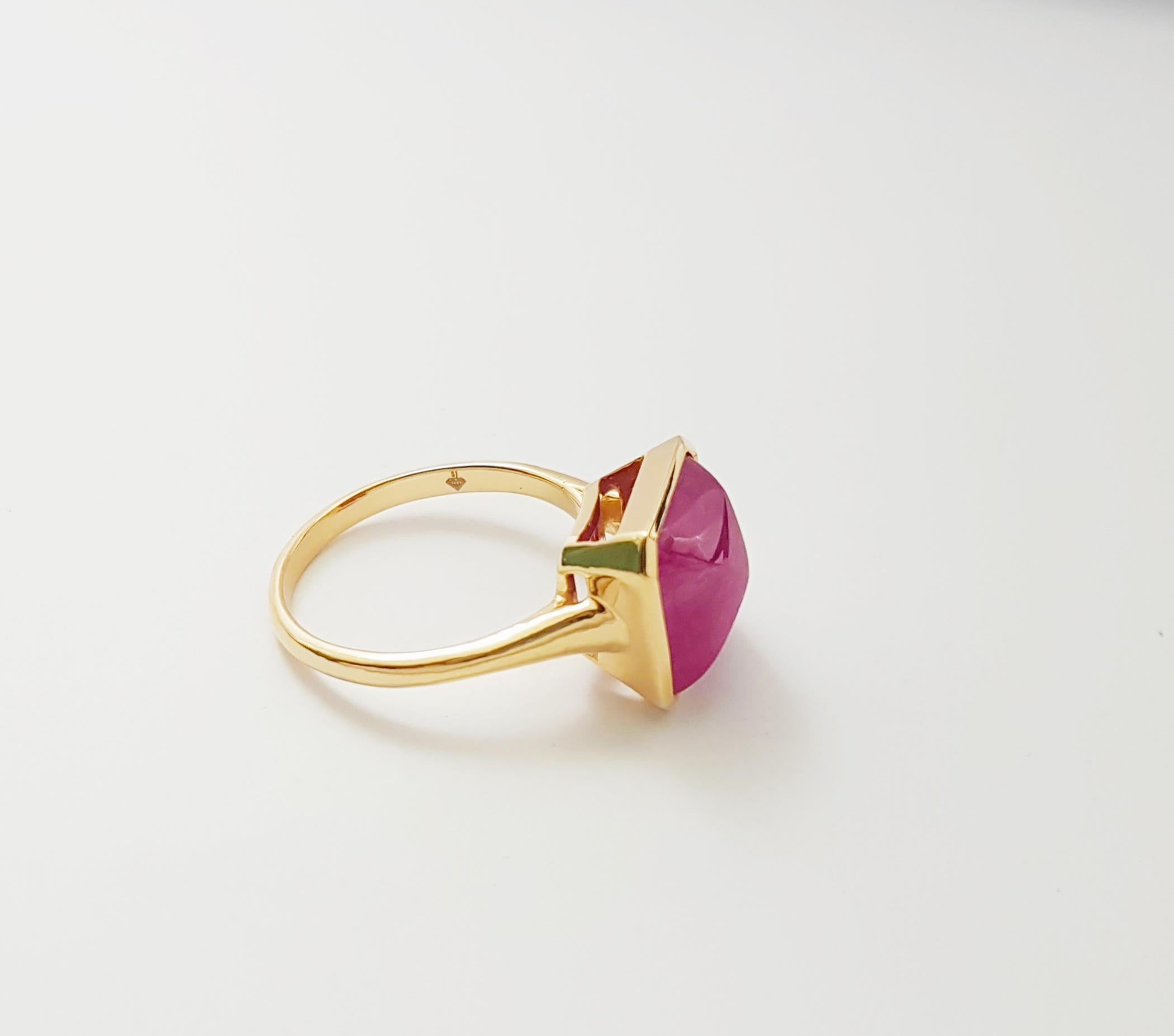 Anello con rubino cabochon Sugarloaf con montatura in oro 14K in vendita 5