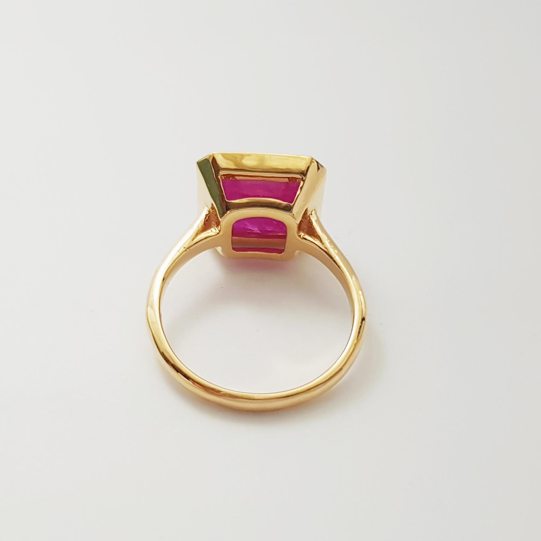 Anello con rubino cabochon Sugarloaf con montatura in oro 14K in vendita 8