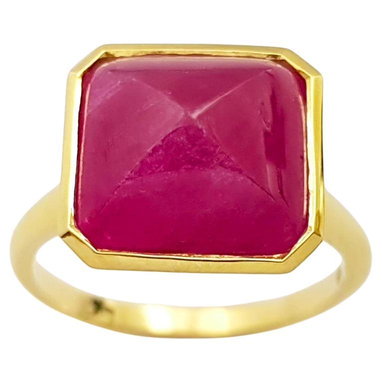 Anillo de Rubí Cabujón Pan de Azúcar engastado en Oro de 14K