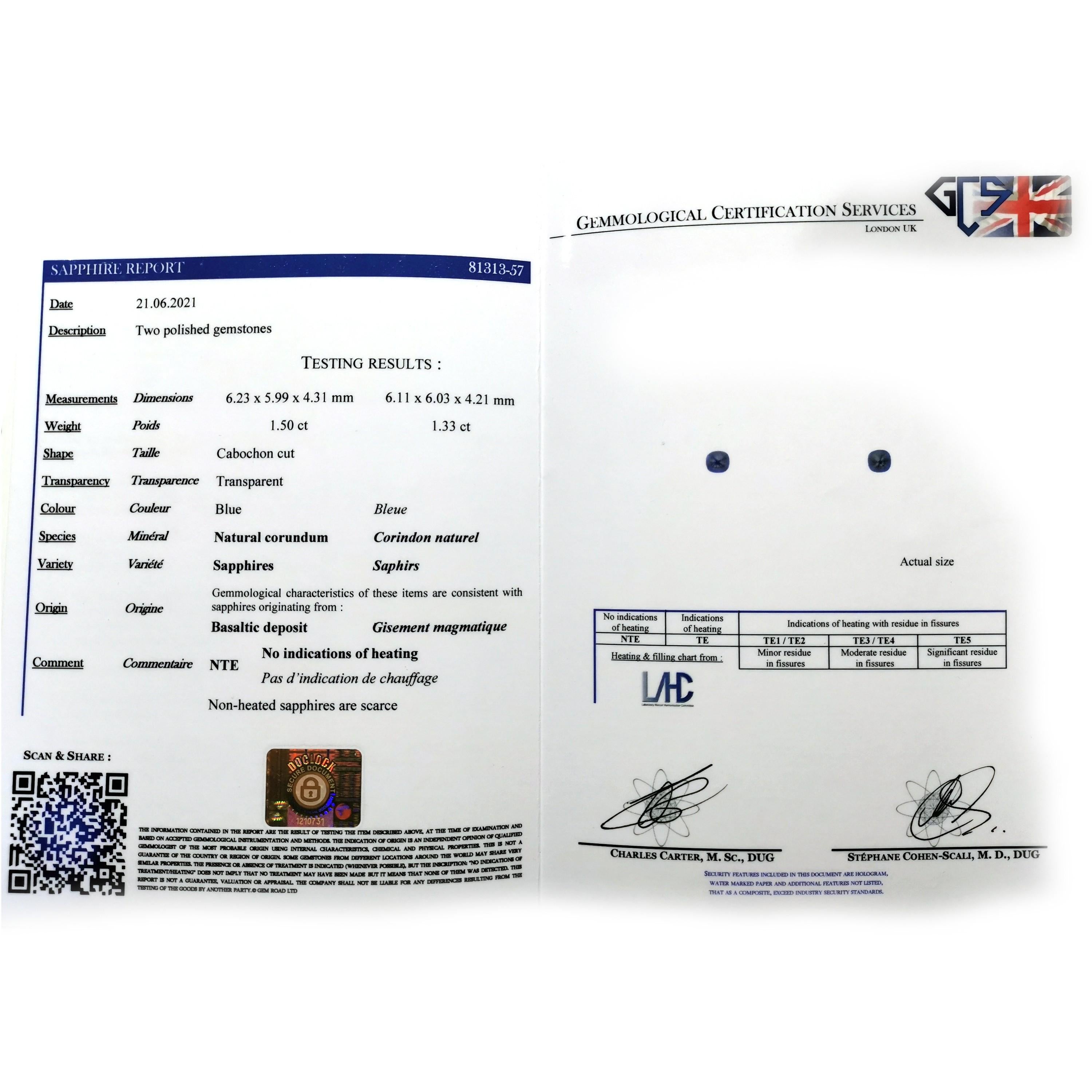Orecchini a grappolo Sugarloaf Cabochon con zaffiro, diamanti e platino, 2,83 carati in vendita 1