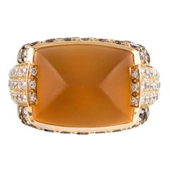 Maboussin Paris Sugarloaf Citrine Ring with Brown Seven White Diamonds