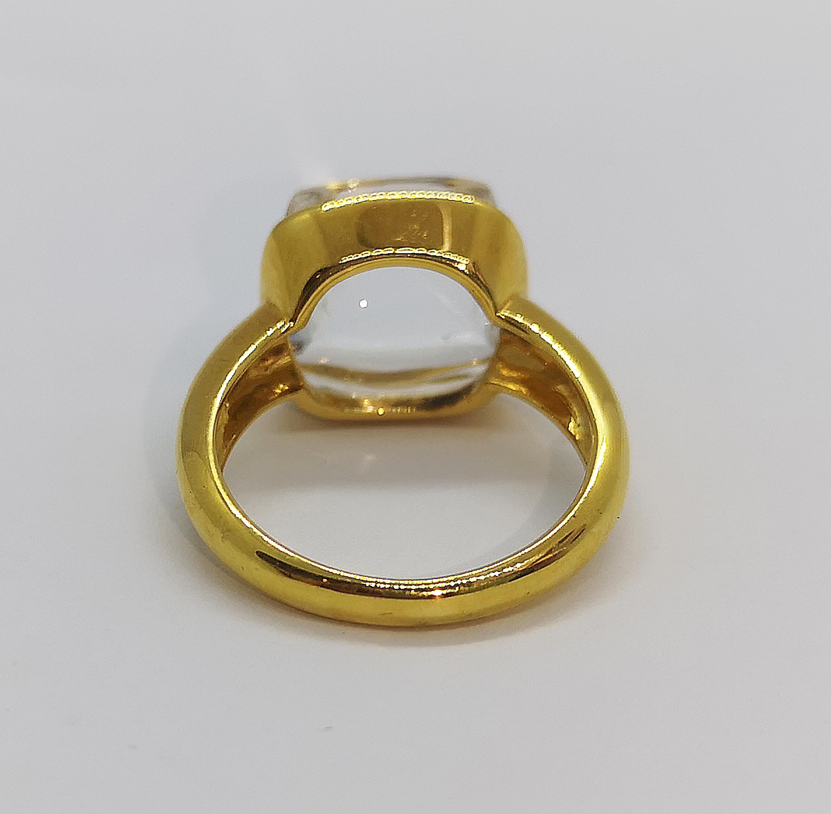 Sugarloaf Cabochon Sugarloaf Cut Quartz Ring Set in 18 Karat Gold Settings For Sale