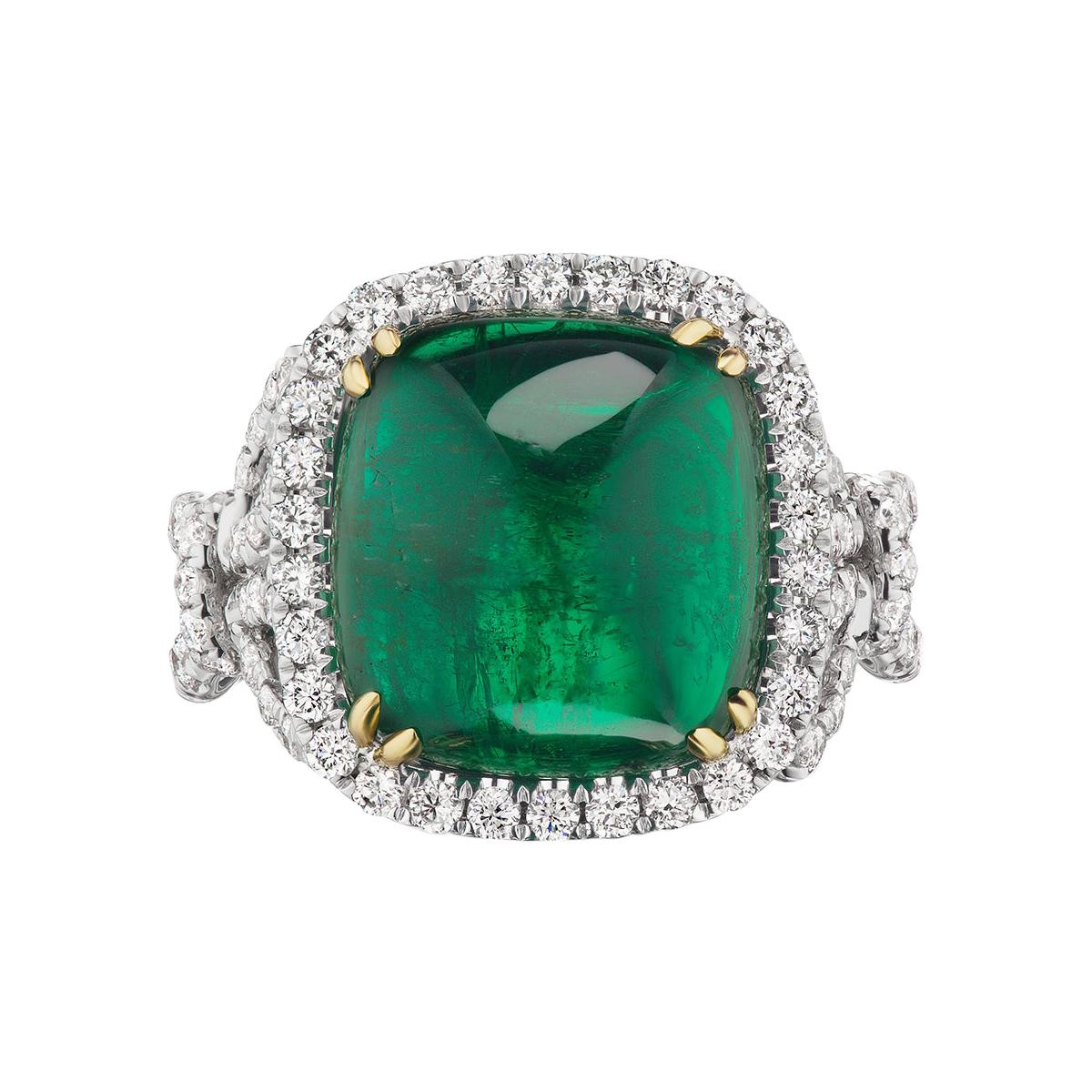 Sugarloaf Emerald and Diamond Ring by RayazTakat