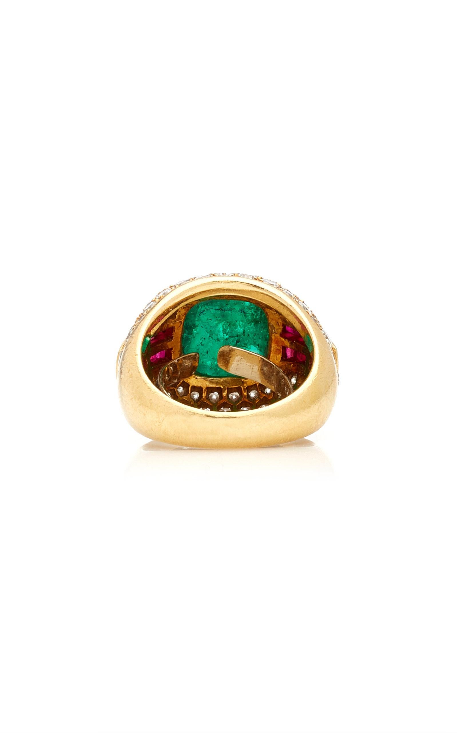 Sugarloaf Emerald Ruby Diamond Ring 1