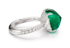 Art Deco 5 CT Certified Natural Emerald and Diamond Engagement Ring in 18K Gold