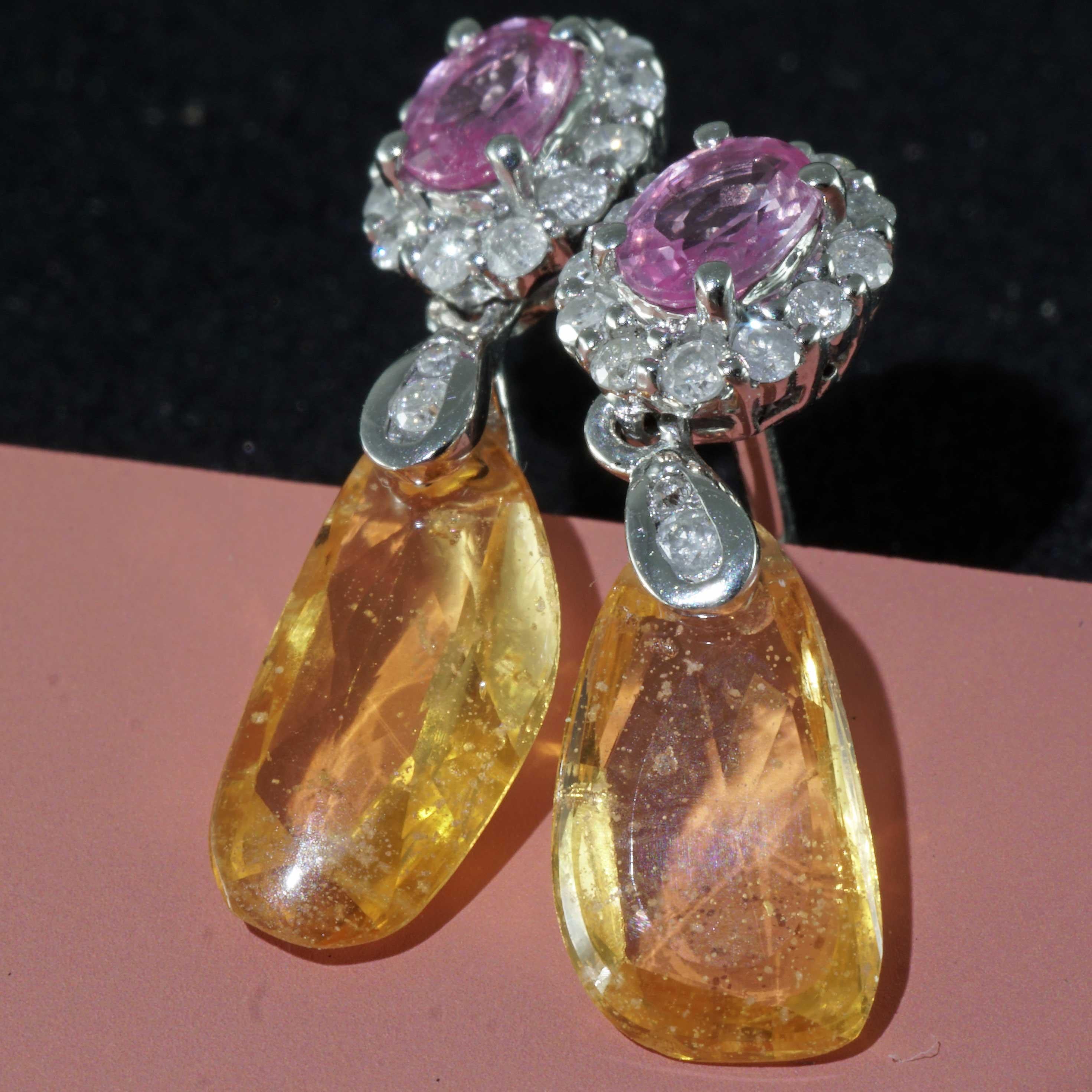 Sugarloaf pink and orange Saphire Brilliant Earrings for a glorious Appearance 6