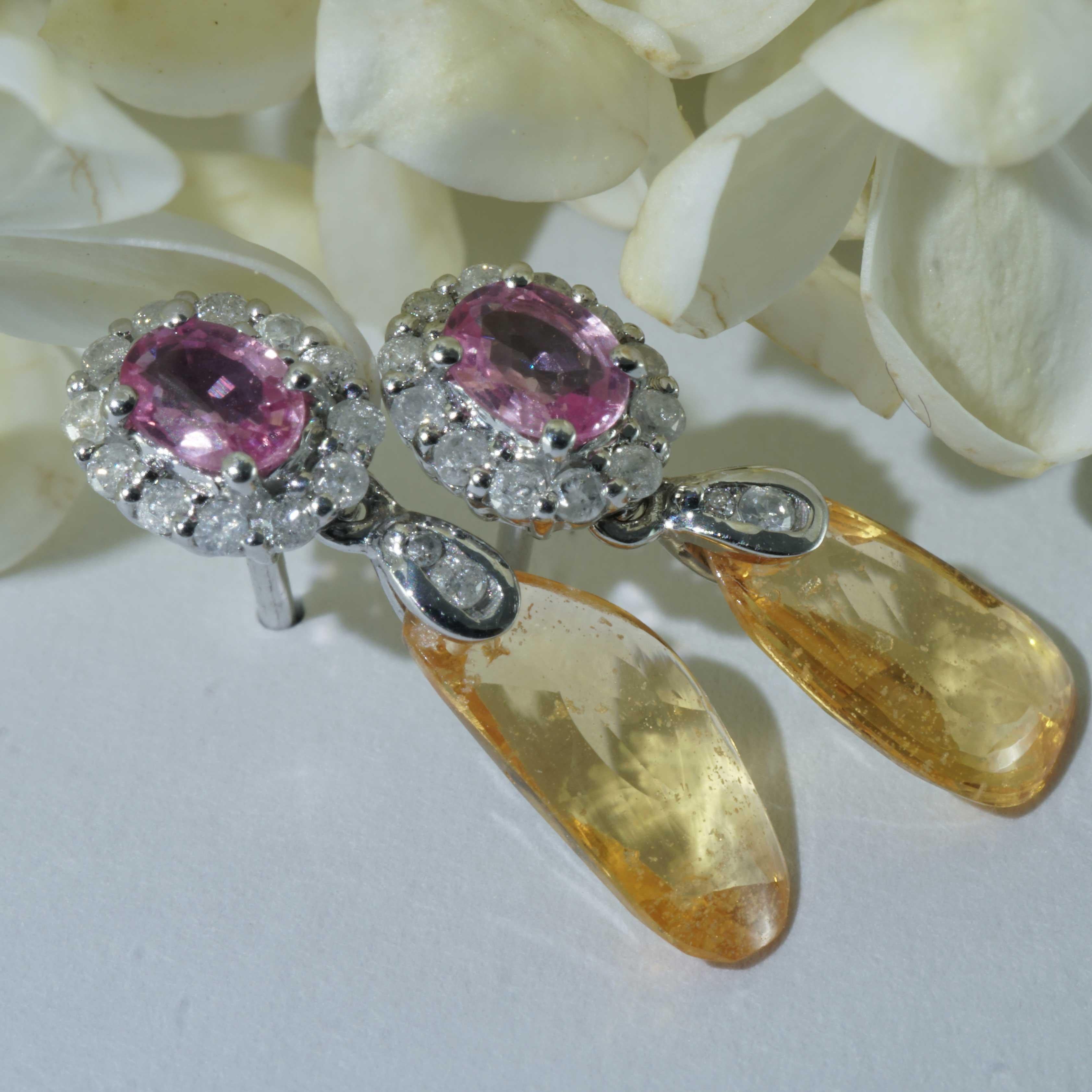 Sugarloaf pink and orange Saphire Brilliant Earrings for a glorious Appearance 9