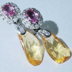 Sugarloaf pink and orange Saphire Brilliant Earrings for a glorious Appearance