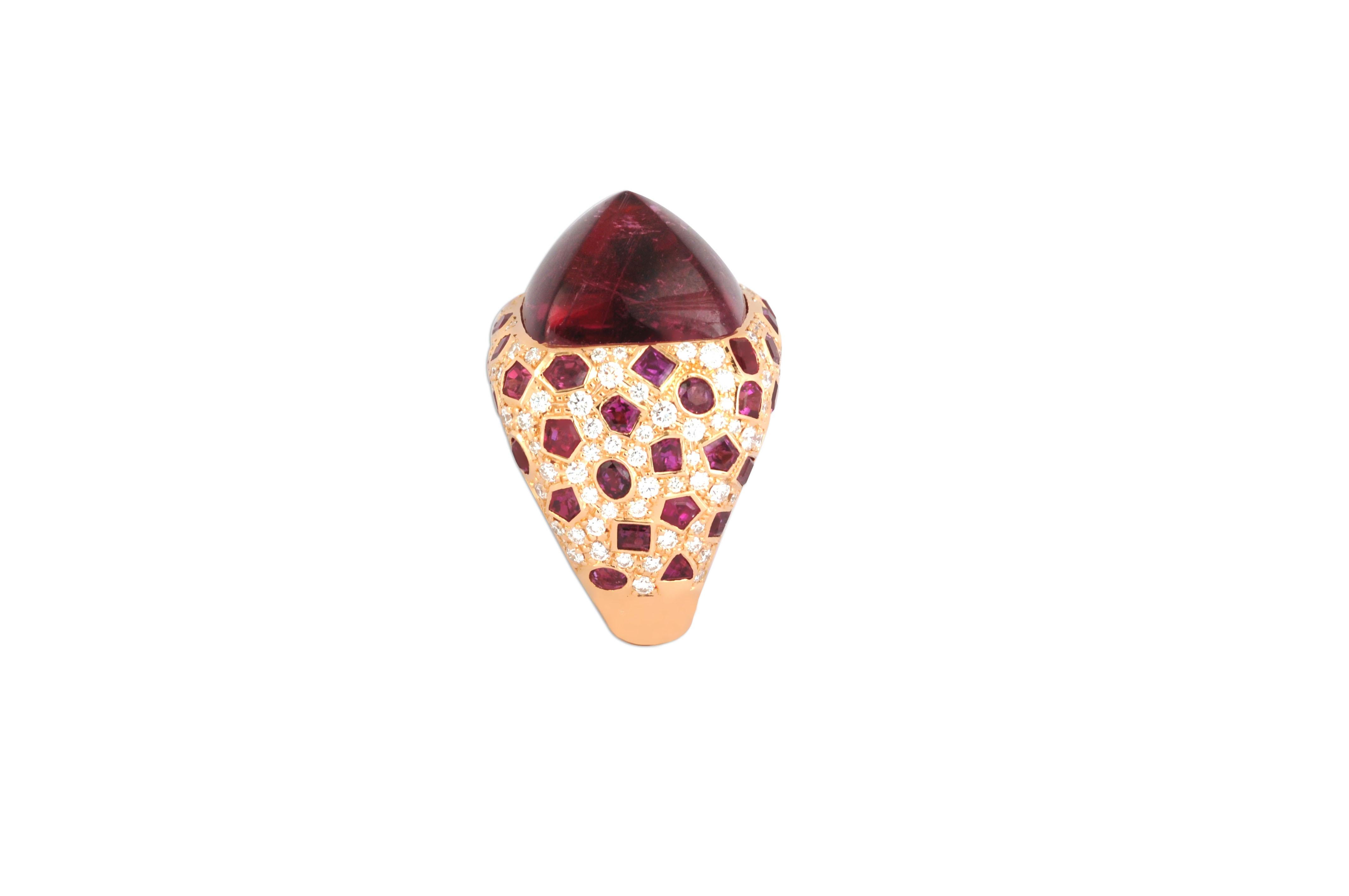 rose gold and rubellite ring